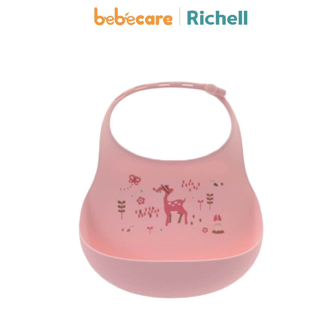 Richell (1080)-Yếm Ăn Dặm Silicone Richell (Hồng)